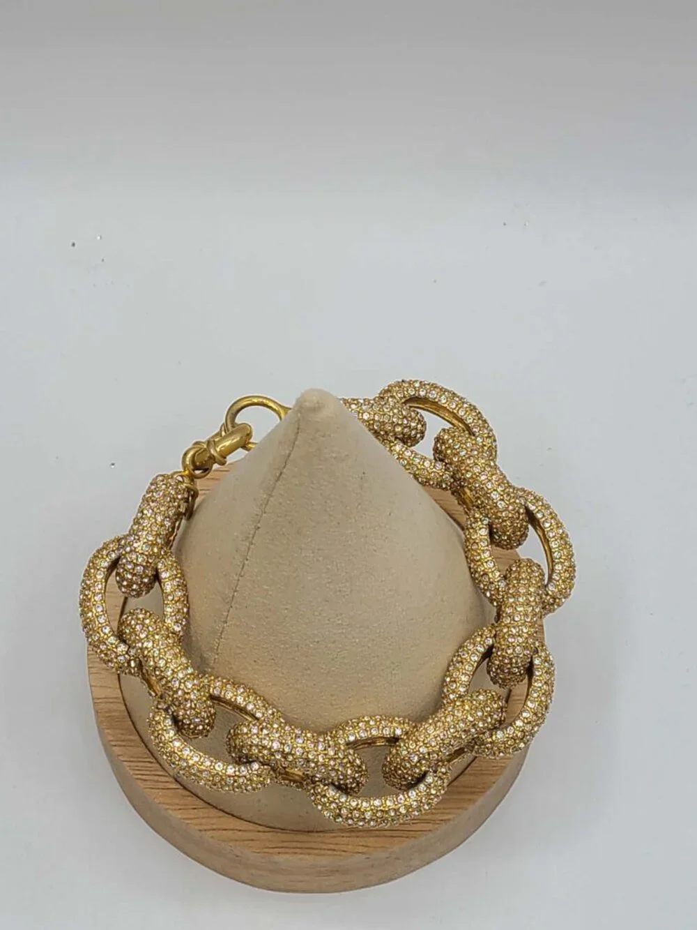 J Crew Chunky Gold Tone Pave Bracelet Like New